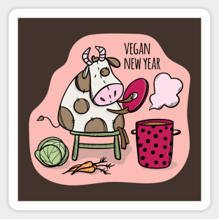 cow vegan new year Sticker